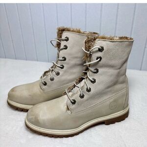 Women's Cream Fur-Lined Boots